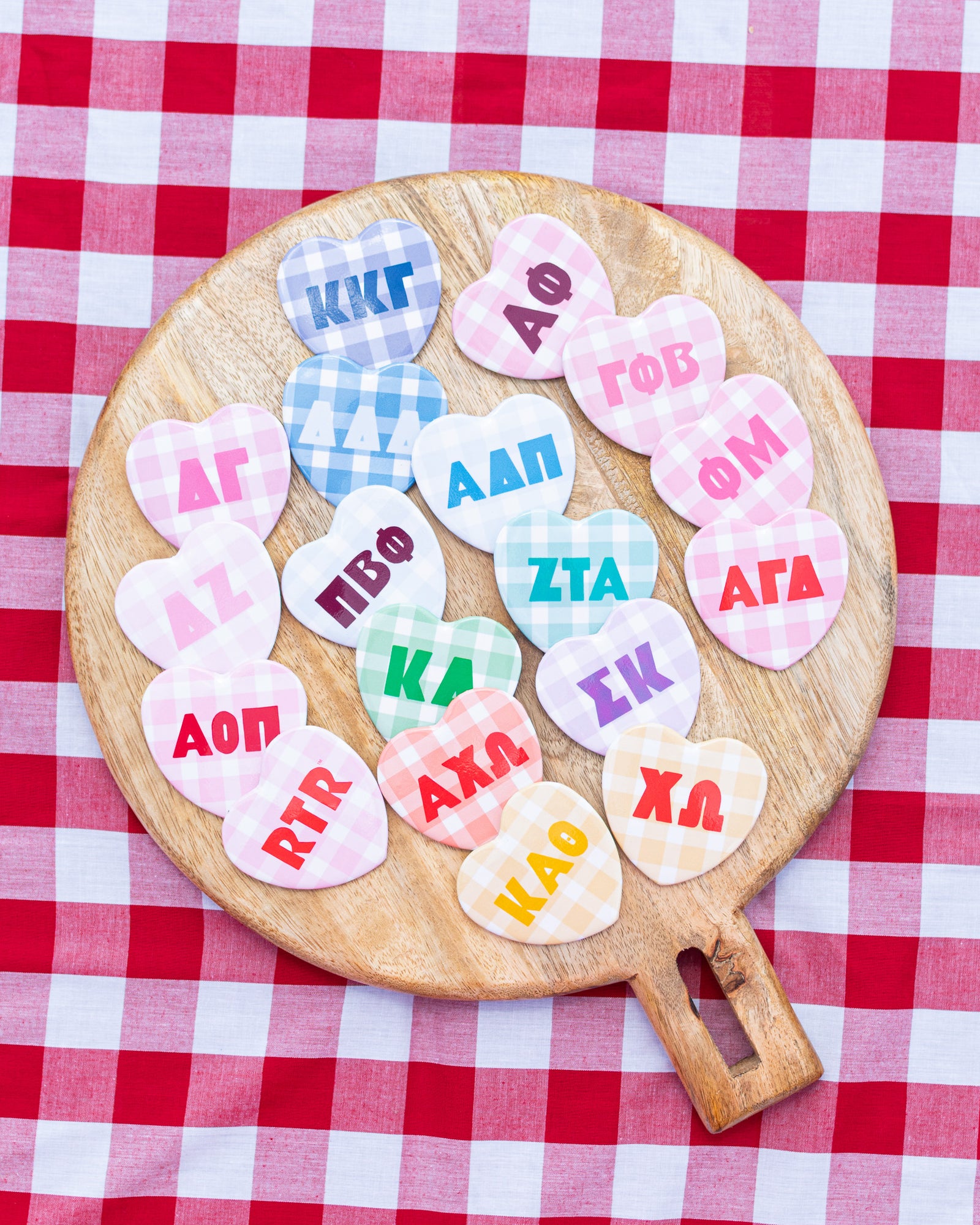 Gingham Heart Buttons