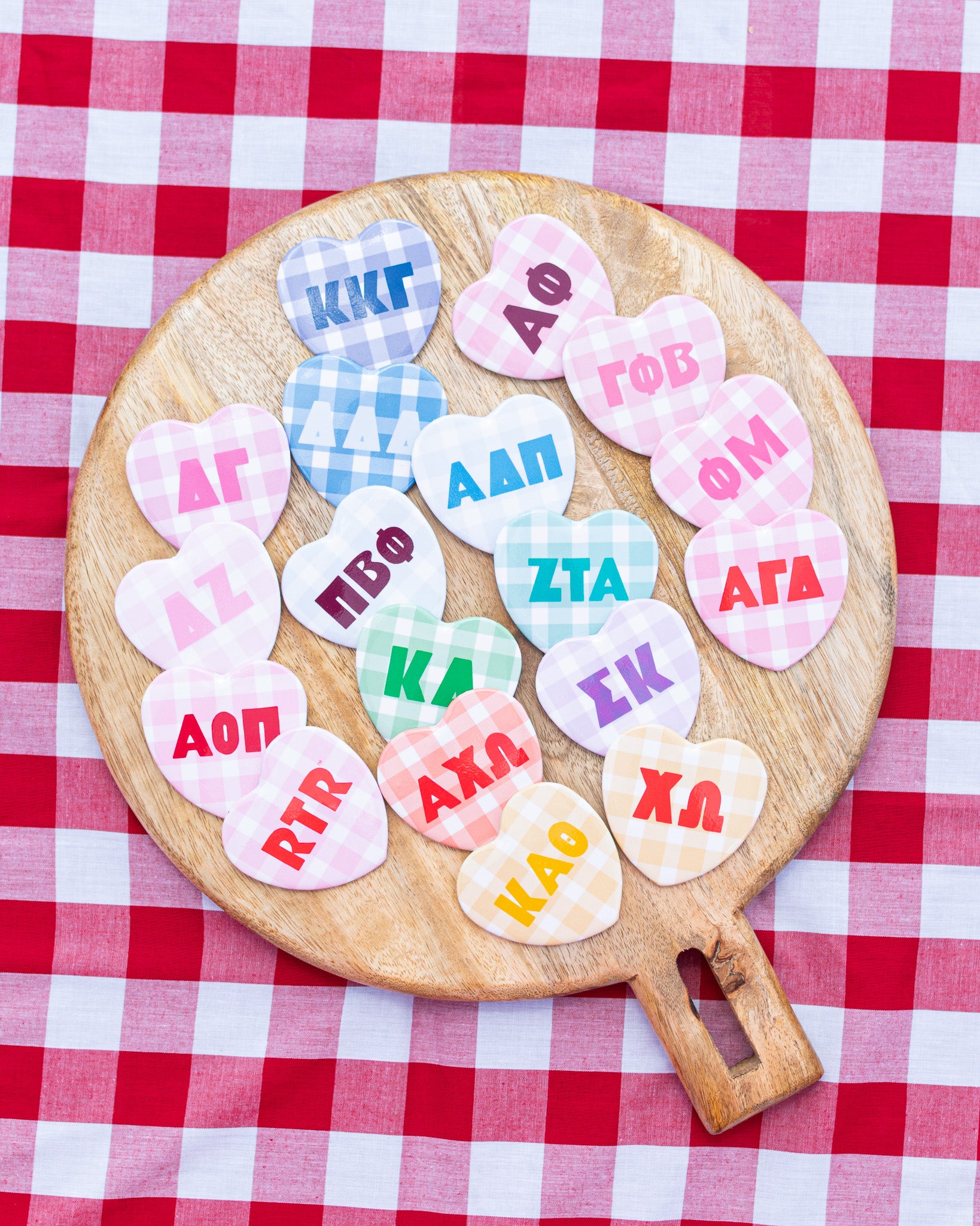 Gingham Heart Buttons