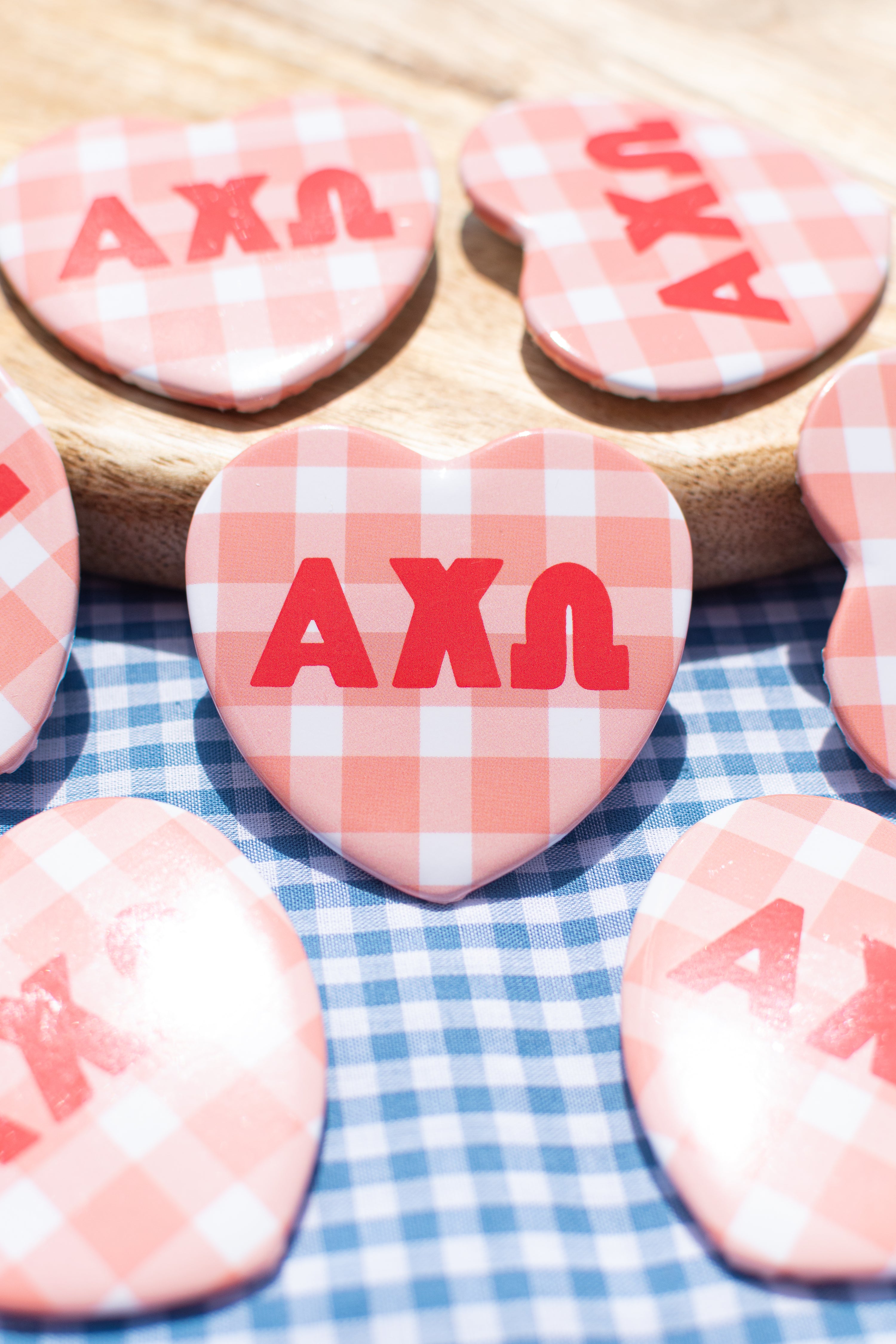 WS - Gingham Heart Buttons(min qty 6) $2.5 / $5
