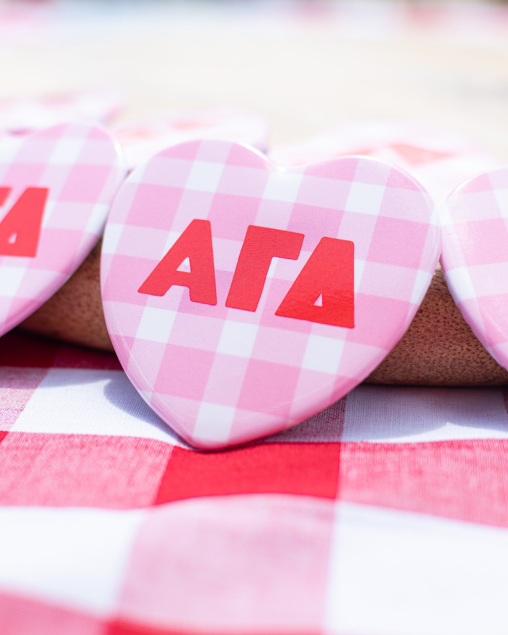 WS - Gingham Heart Buttons(min qty 6) $2.5 / $5