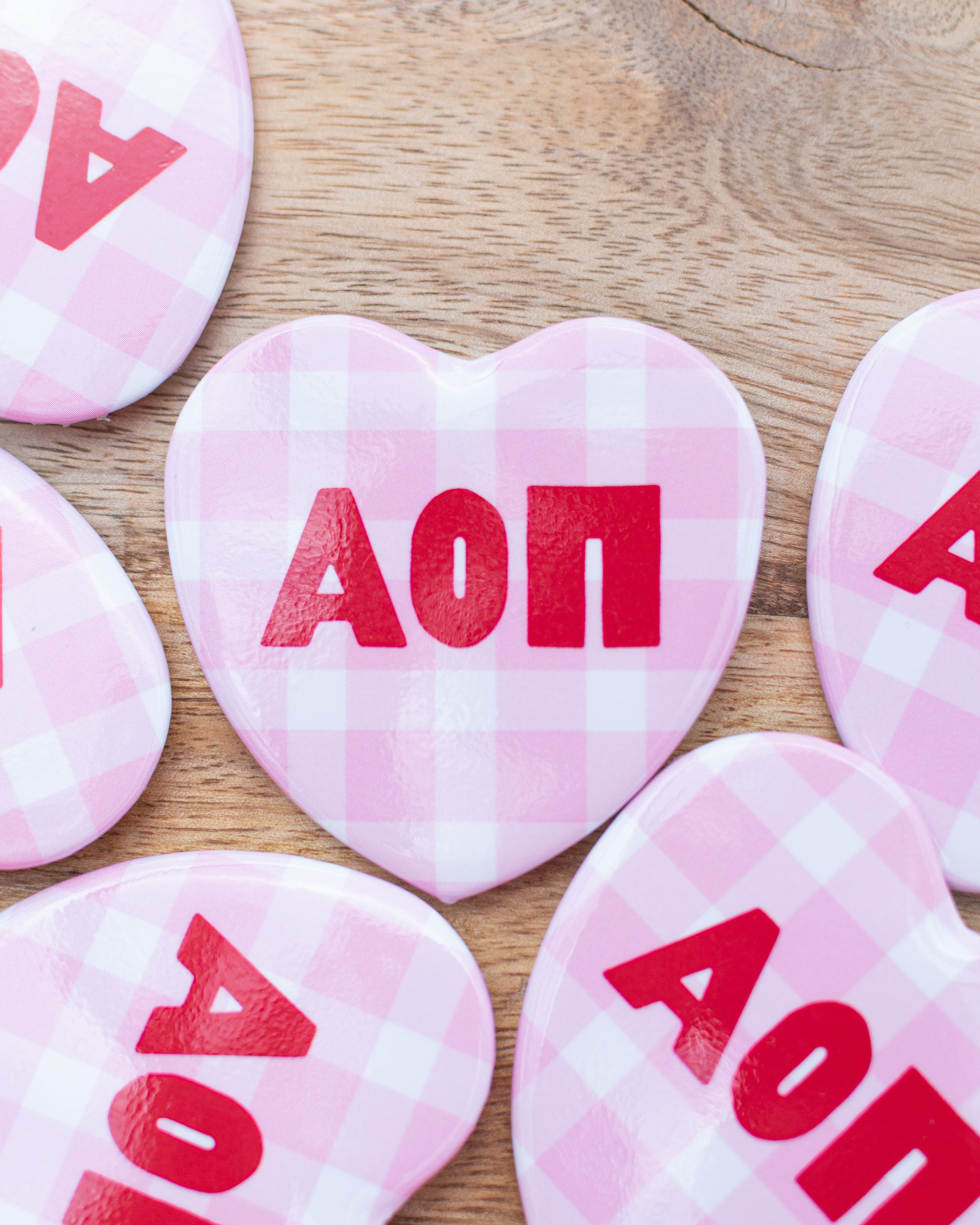 WS - Gingham Heart Buttons(min qty 6) $2.5 / $5