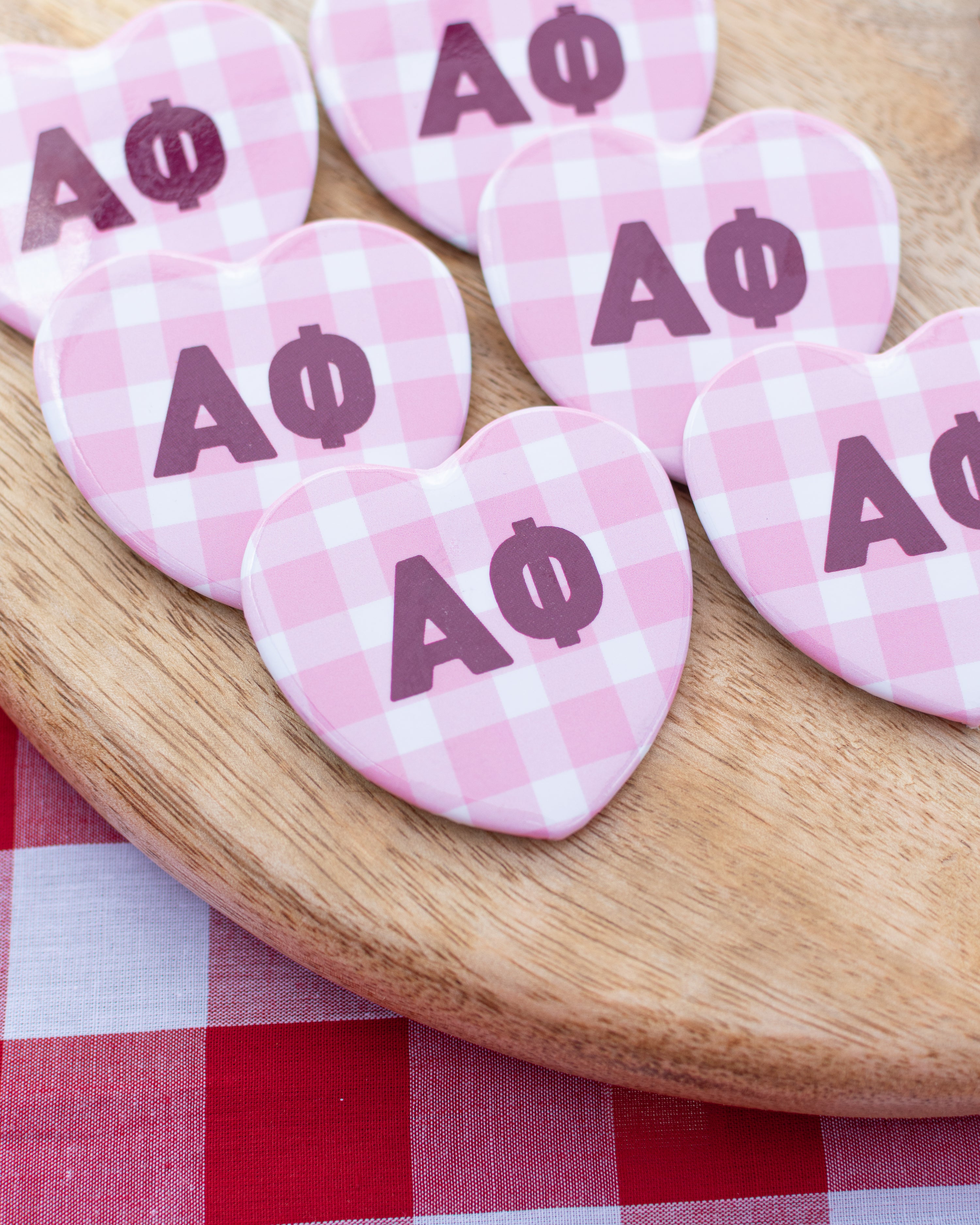 WS - Gingham Heart Buttons(min qty 6) $2.5 / $5