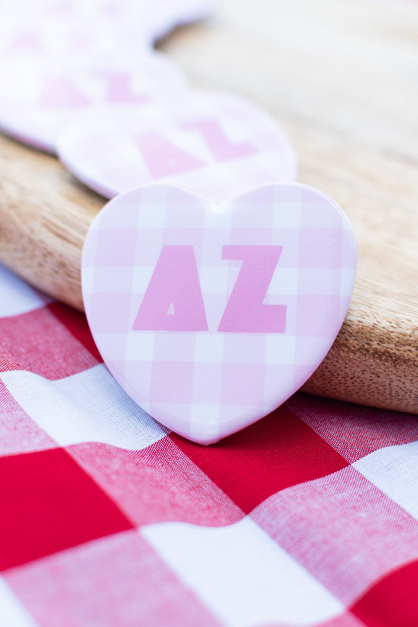 WS - Gingham Heart Buttons(min qty 6) $2.5 / $5