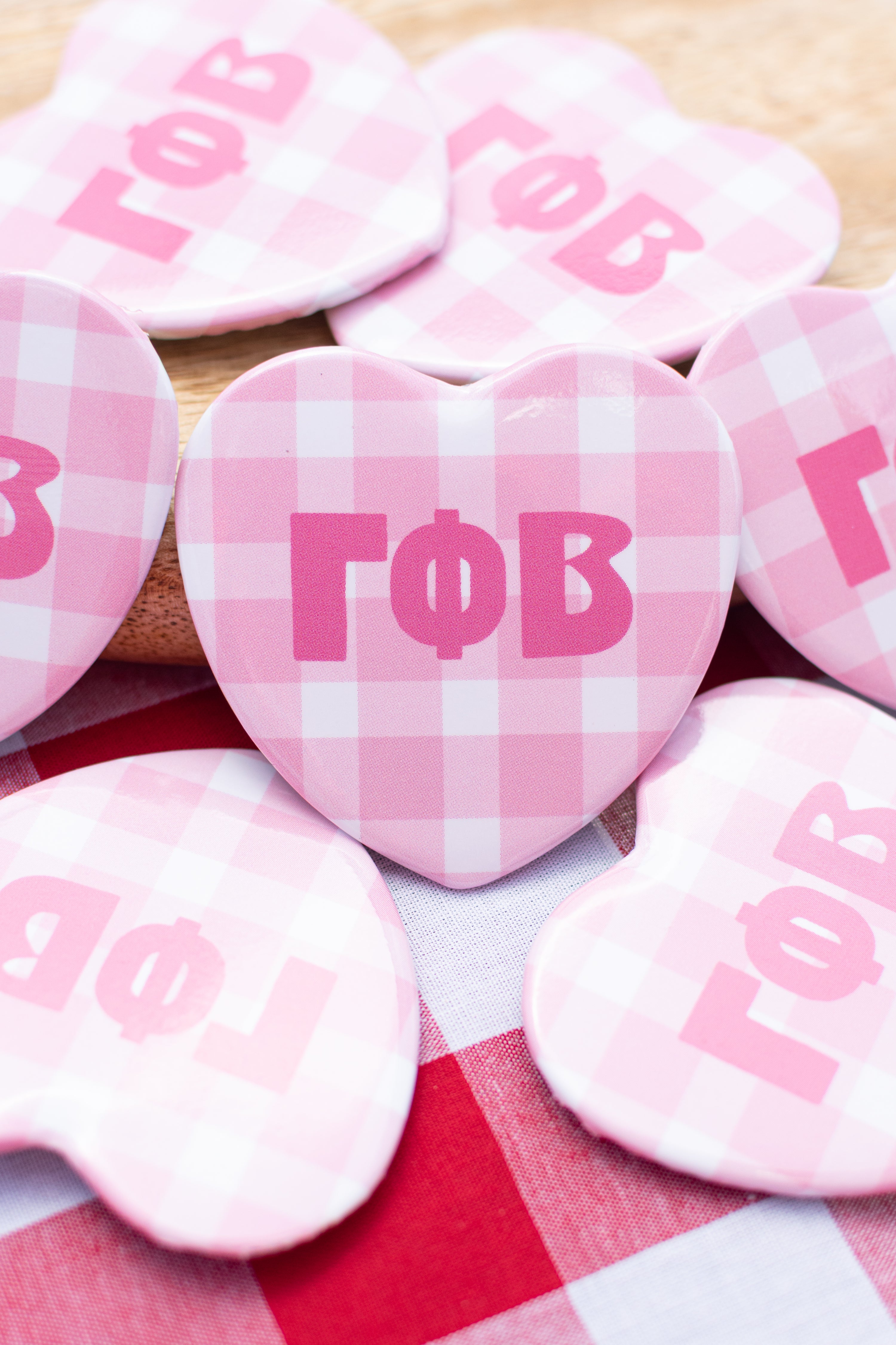 WS - Gingham Heart Buttons(min qty 6) $2.5 / $5