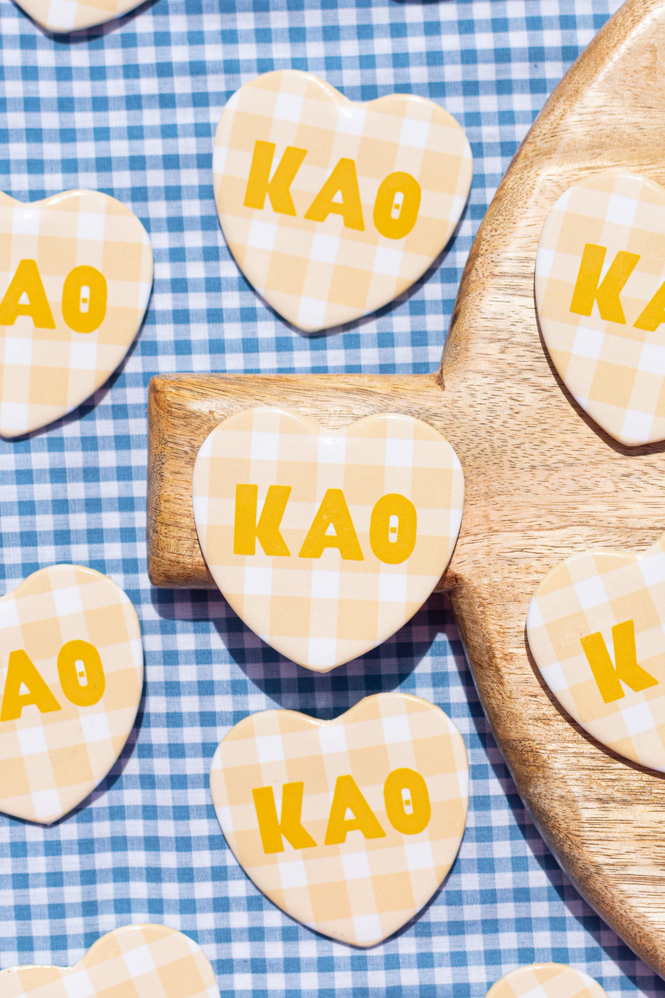WS - Gingham Heart Buttons(min qty 6) $2.5 / $5