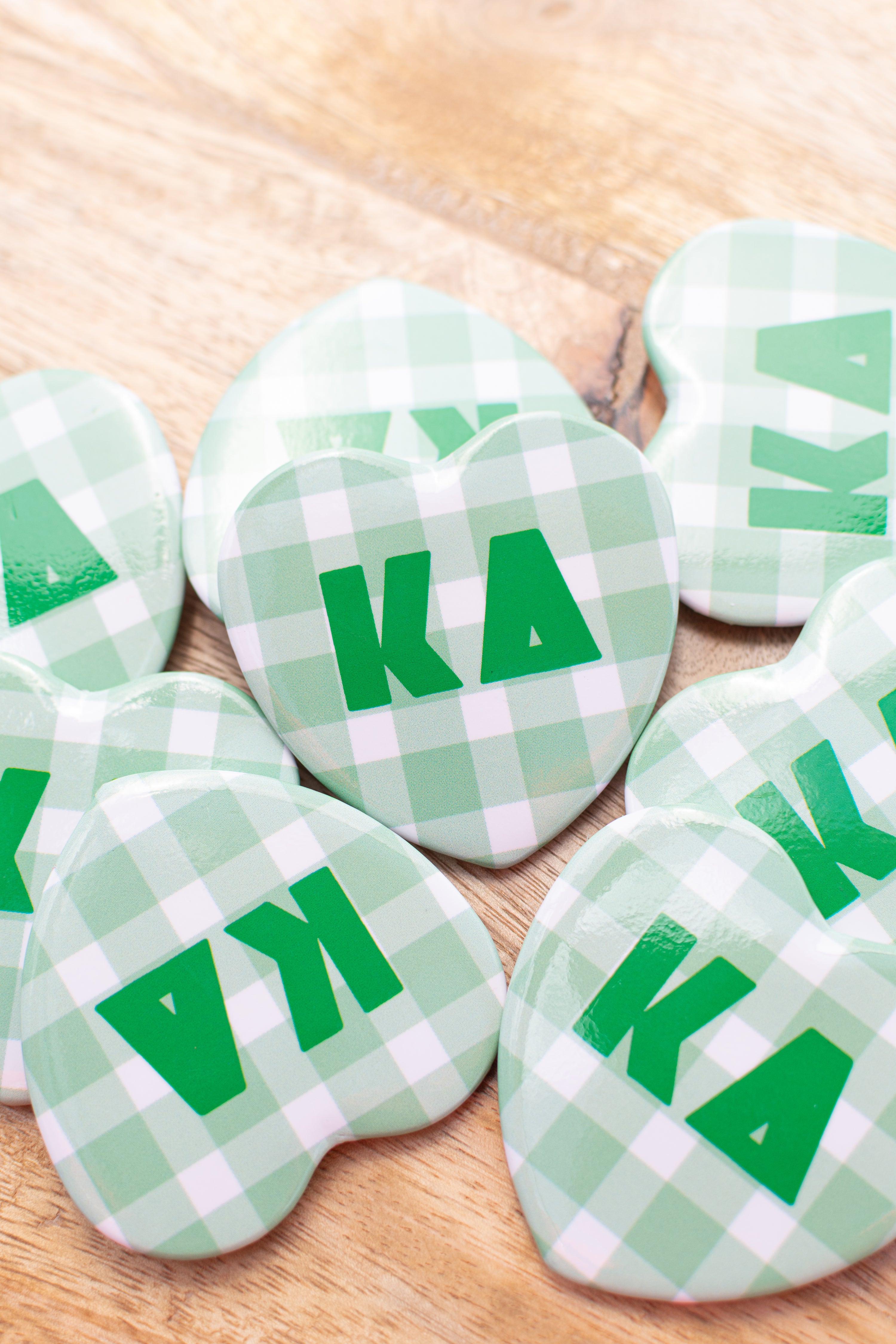 WS - Gingham Heart Buttons(min qty 6) $2.5 / $5