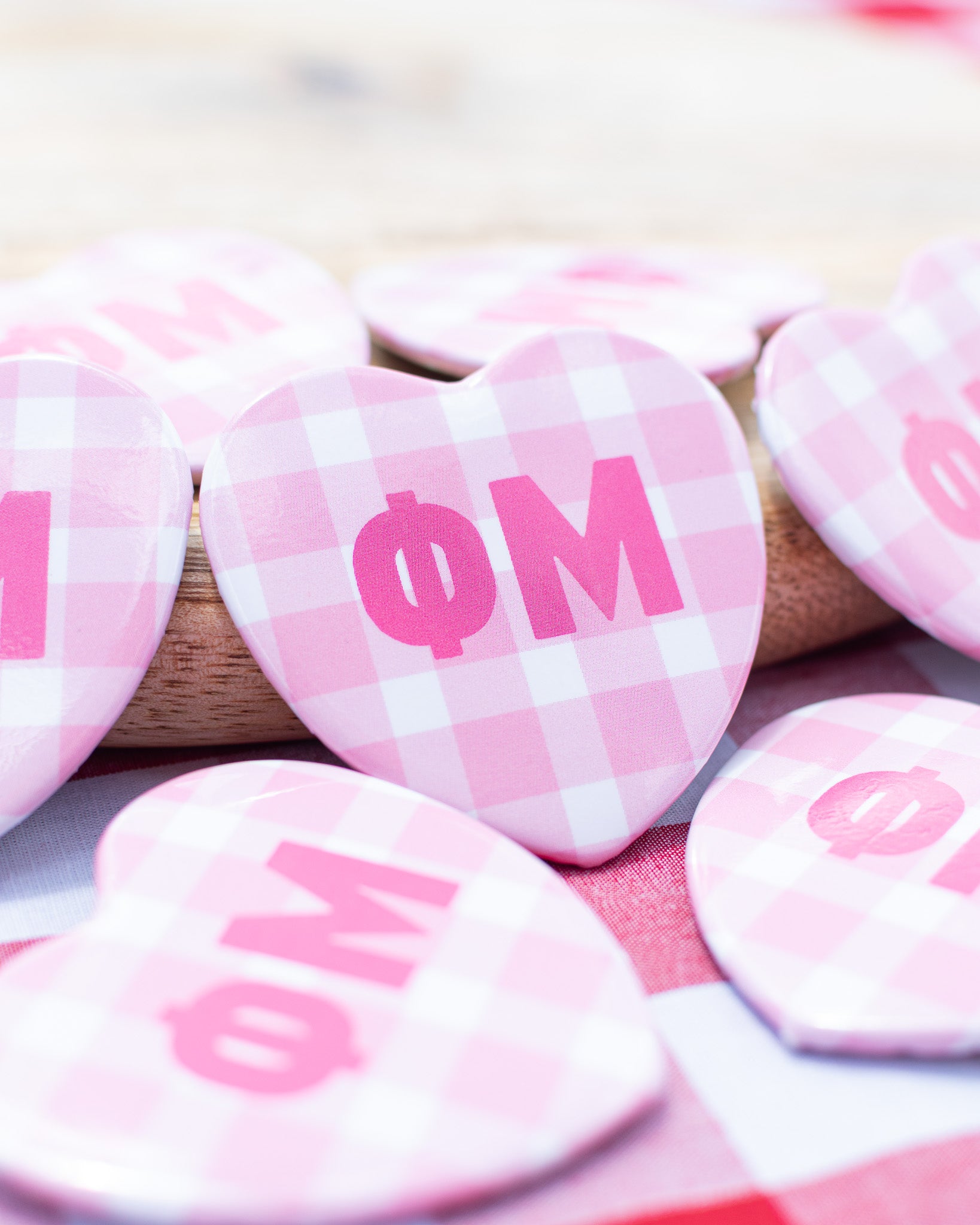 WS - Gingham Heart Buttons(min qty 6) $2.5 / $5