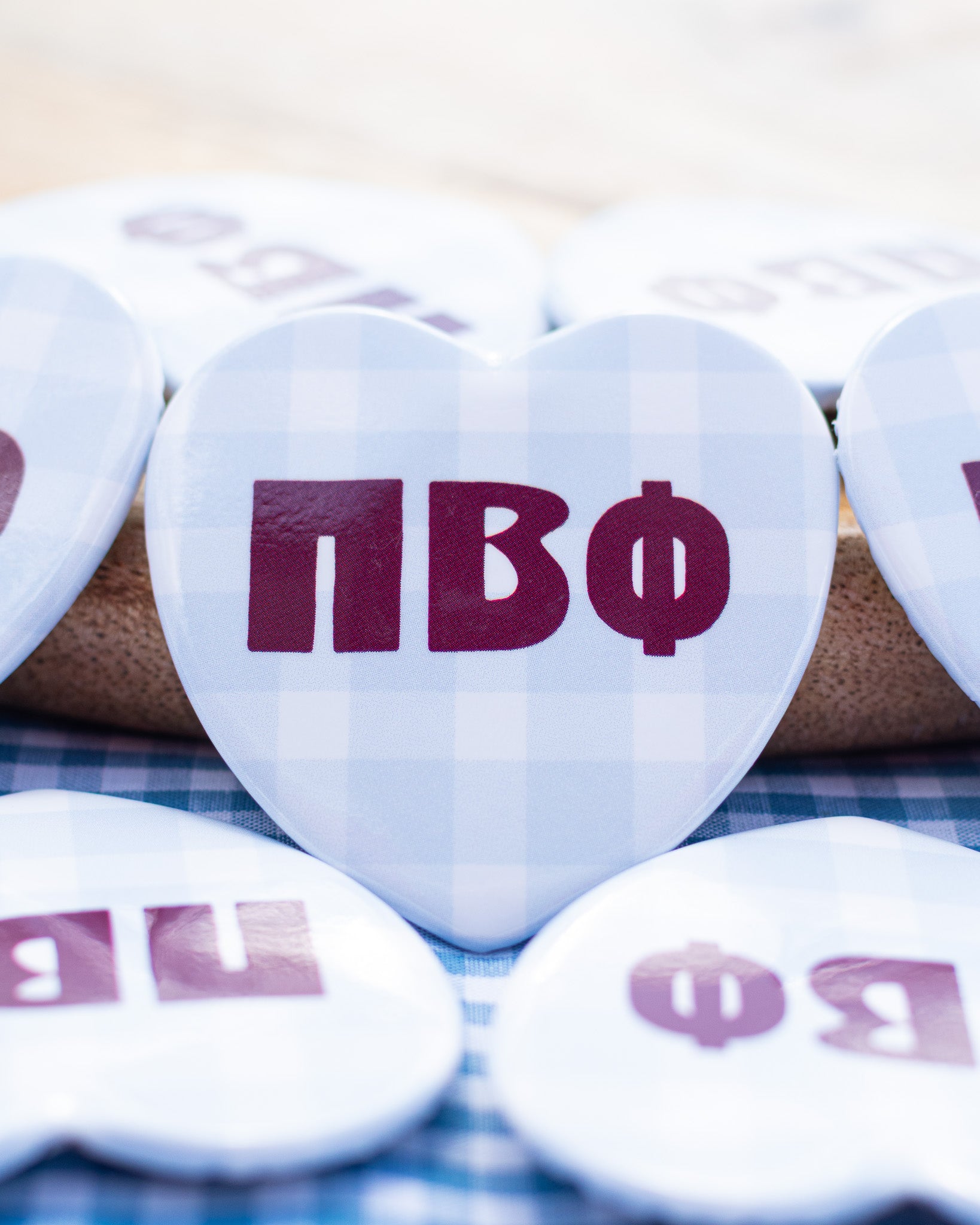 WS - Gingham Heart Buttons(min qty 6) $2.5 / $5