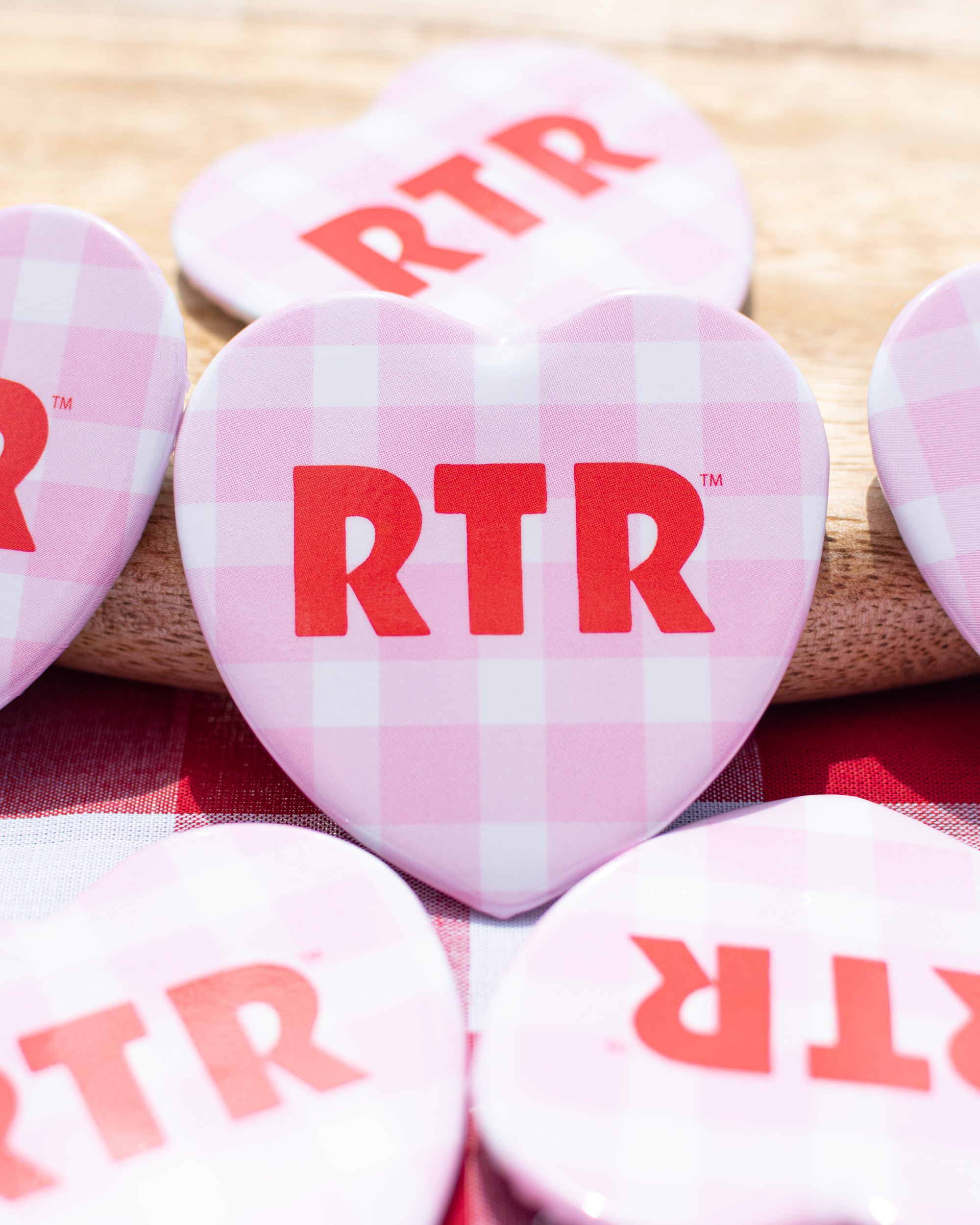 Gingham Heart Buttons