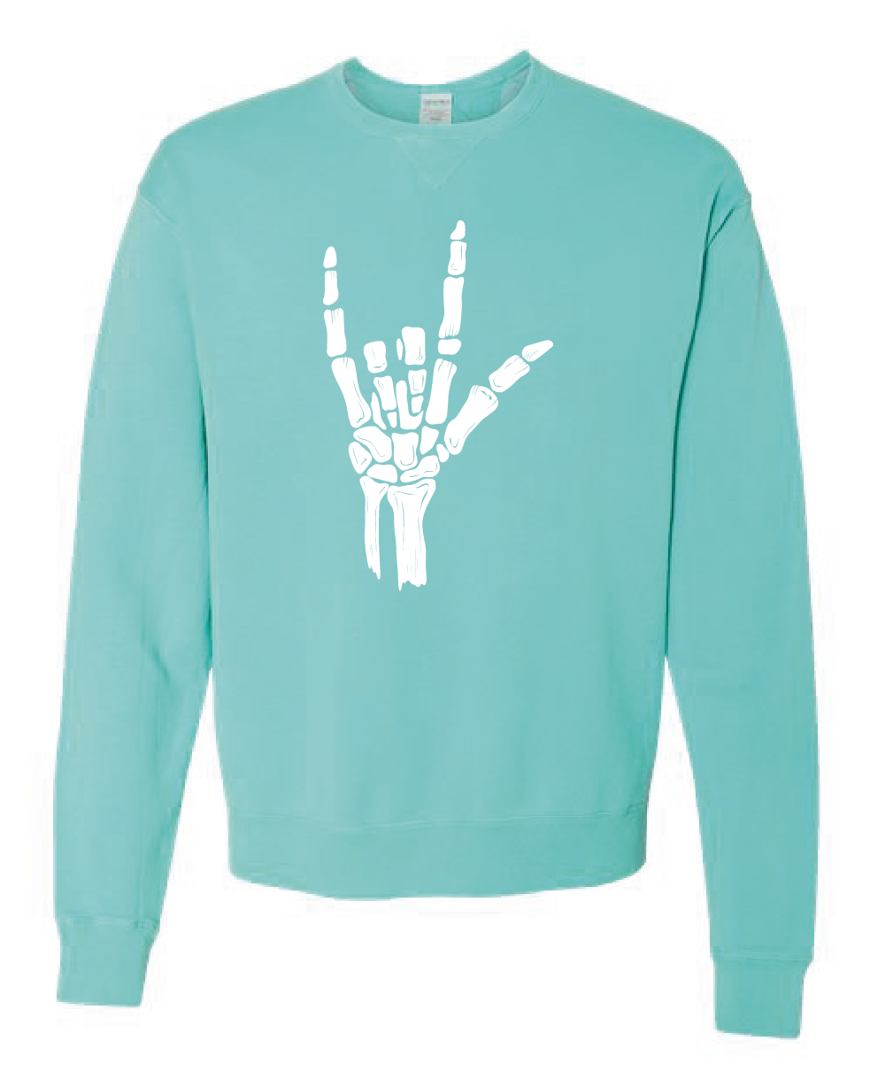 ILY Skeleton Crewneck Adult White Imprint