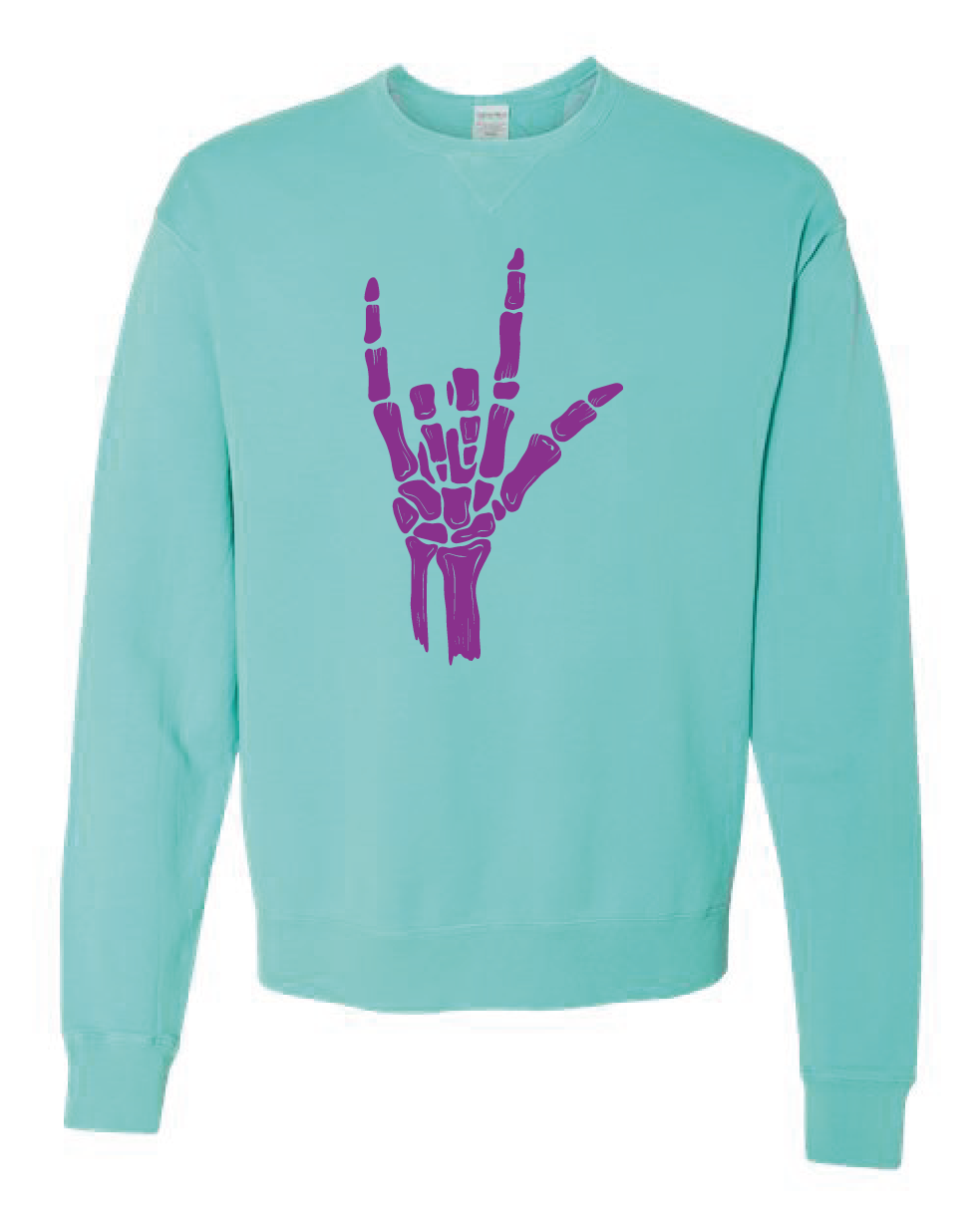 ILY Skeleton Crewneck Adult Purple Imprint