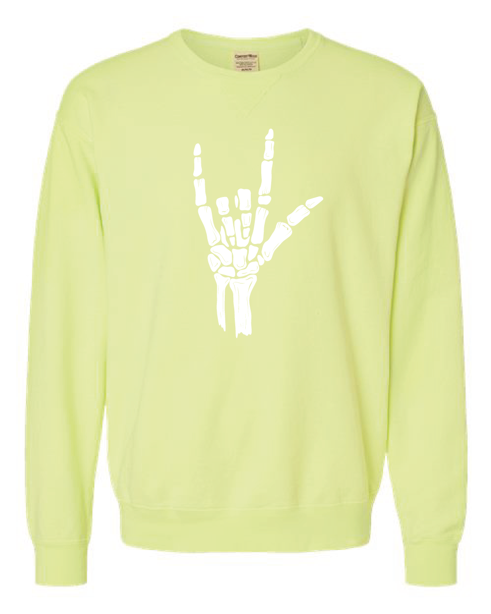 ILY Skeleton Crewneck Adult White Imprint