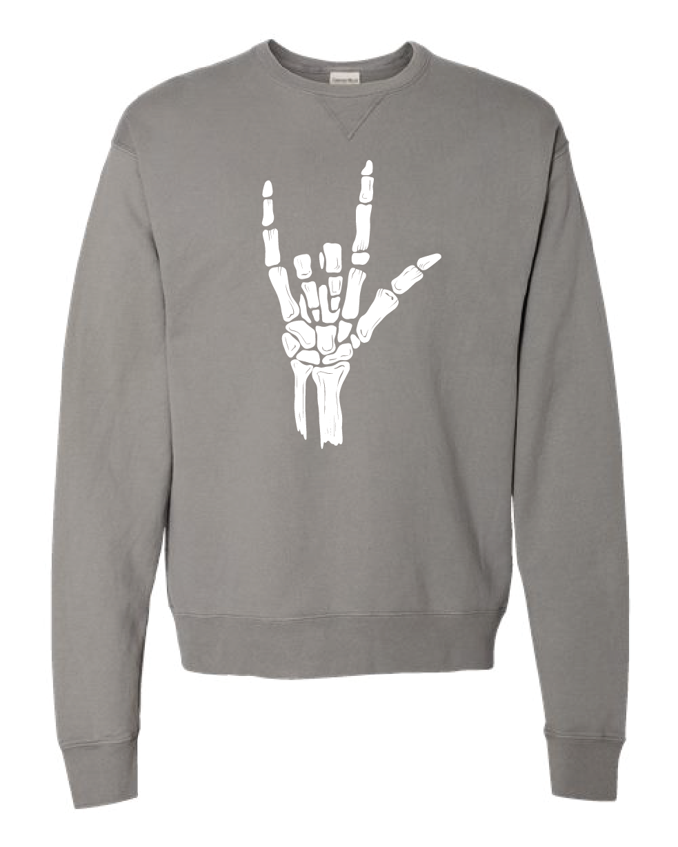 ILY Skeleton Crewneck Adult White Imprint