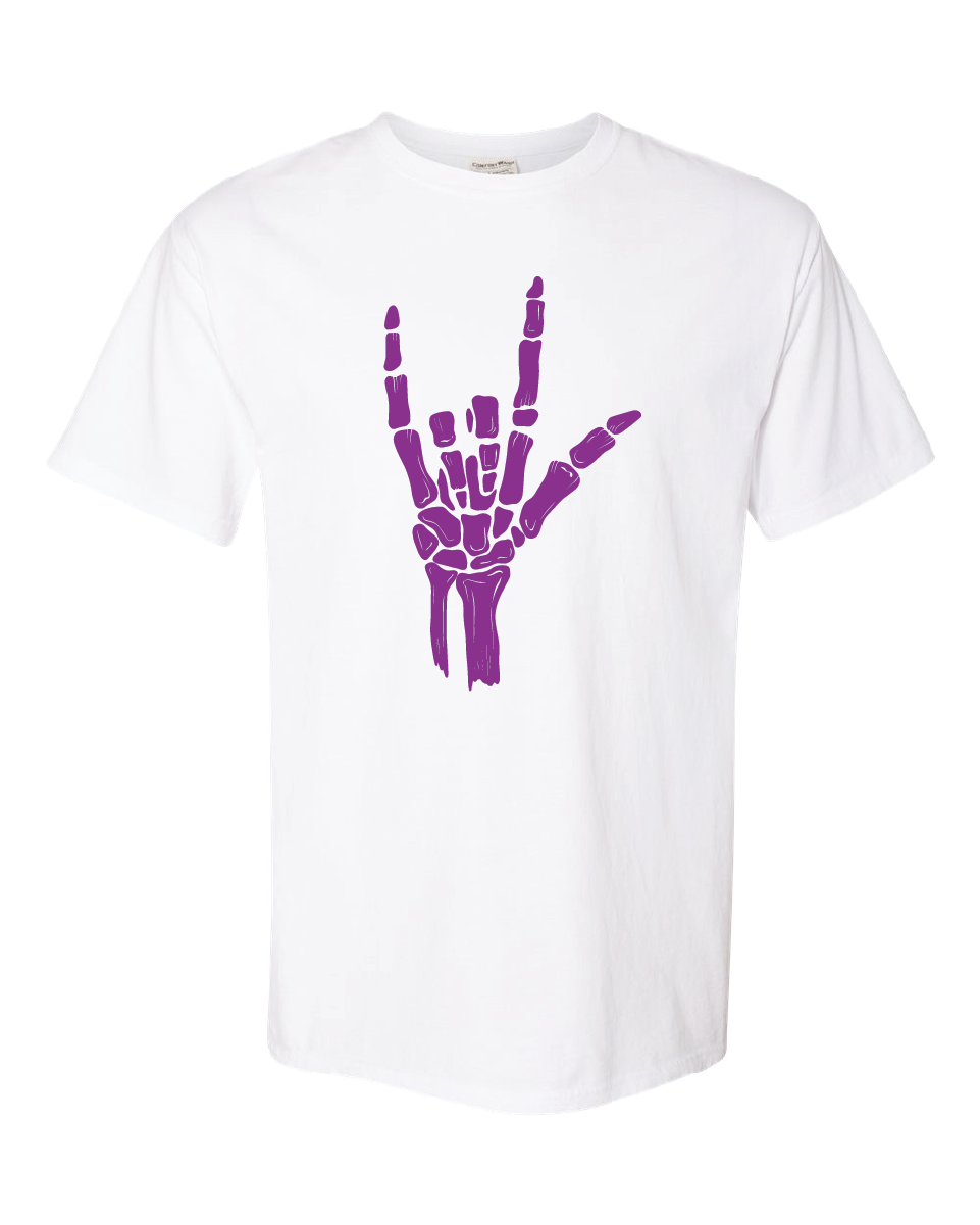 ILY Skeleton Tee Adult purple imprint