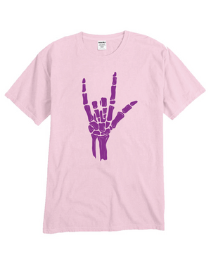 ILY Skeleton Tee Adult purple imprint