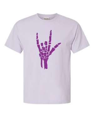 ILY Skeleton Tee Adult purple imprint