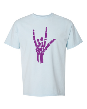 ILY Skeleton Tee Adult purple imprint