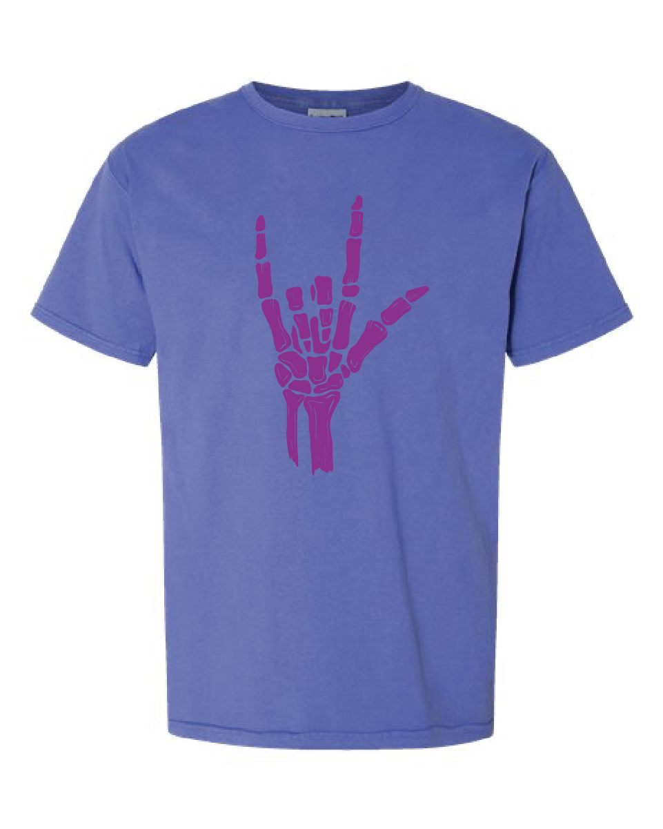 ILY Skeleton Tee Adult purple imprint