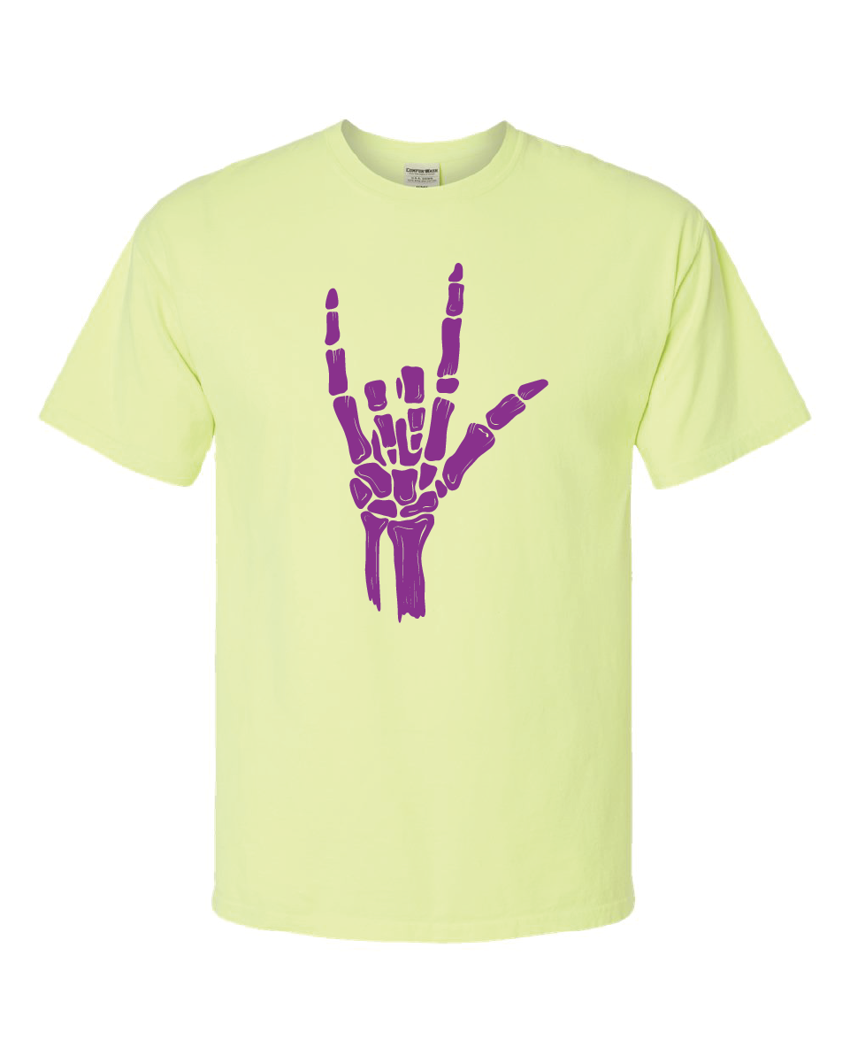 ILY Skeleton Tee Adult purple imprint