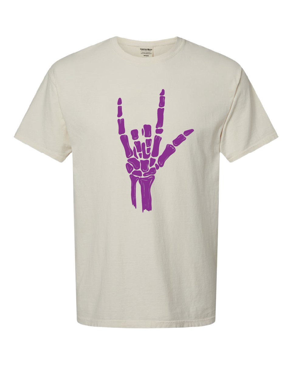 ILY Skeleton Tee Adult purple imprint