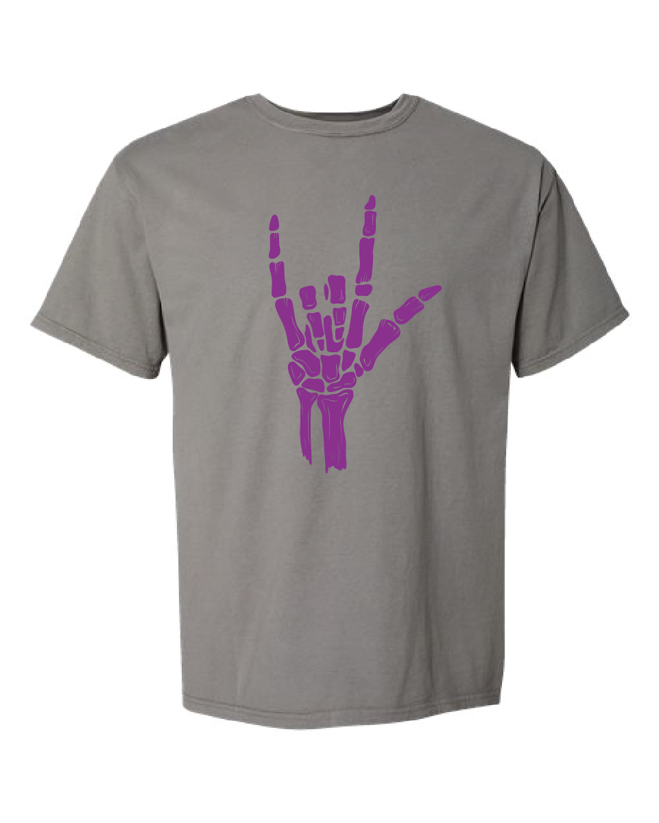 ILY Skeleton Tee Adult purple imprint