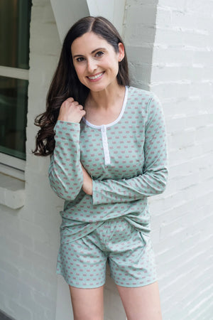 MARTY WOMEN'S PAJAMA SHORT SET - FOOTBALL