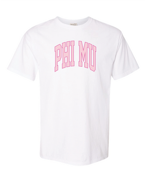 ws - Phi Mu Varsity Letters Tshirt (min 6 per sorority)