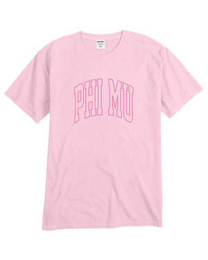 ws - Phi Mu Varsity Letters Tshirt (min 6 per sorority)