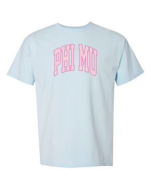 ws - Phi Mu Varsity Letters Tshirt (min 6 per sorority)