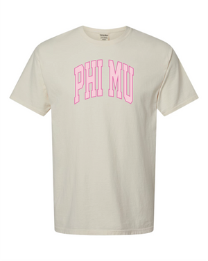 ws - Phi Mu Varsity Letters Tshirt (min 6 per sorority)