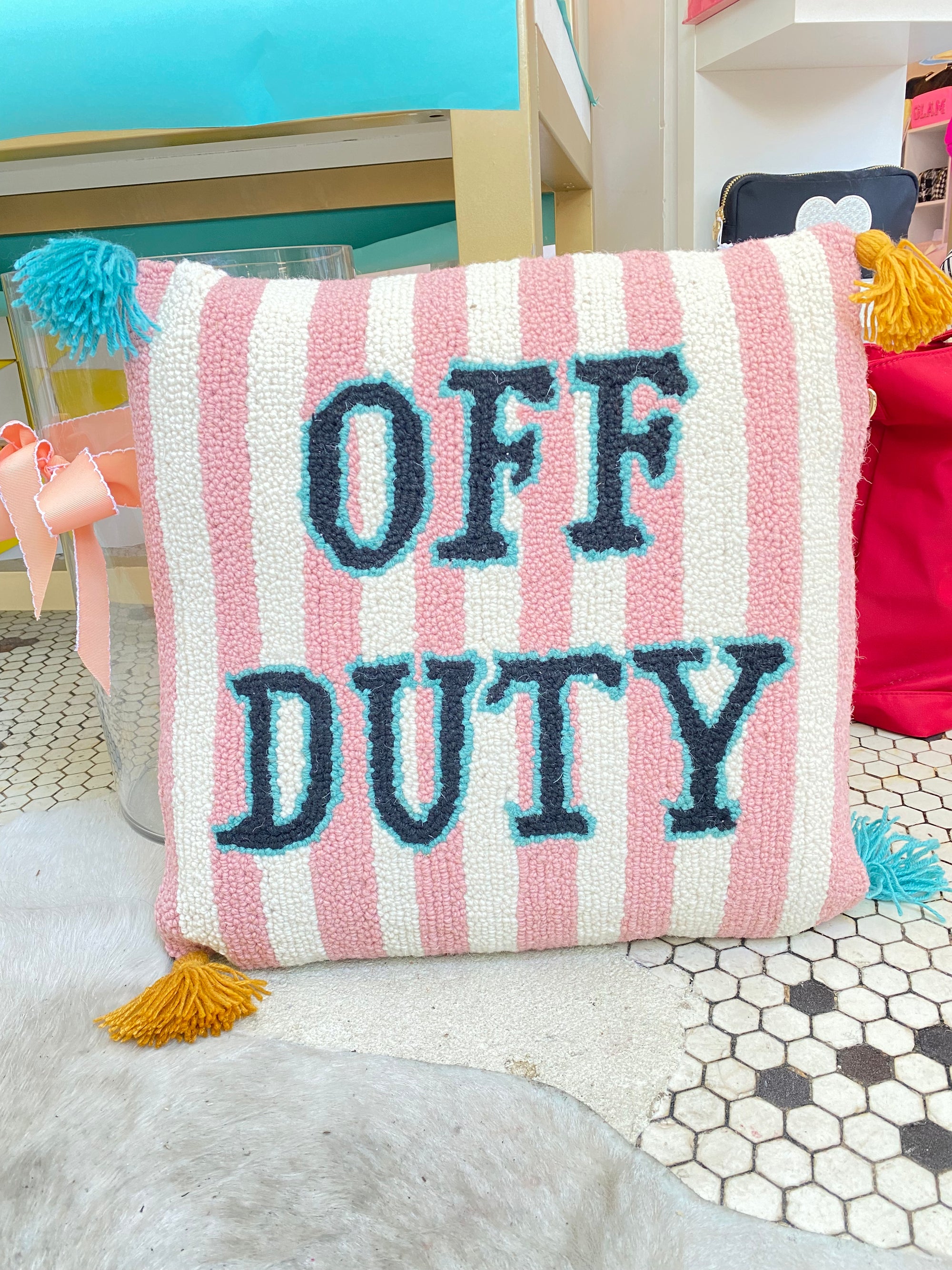 Off Duty with Tassels Hook Pillow