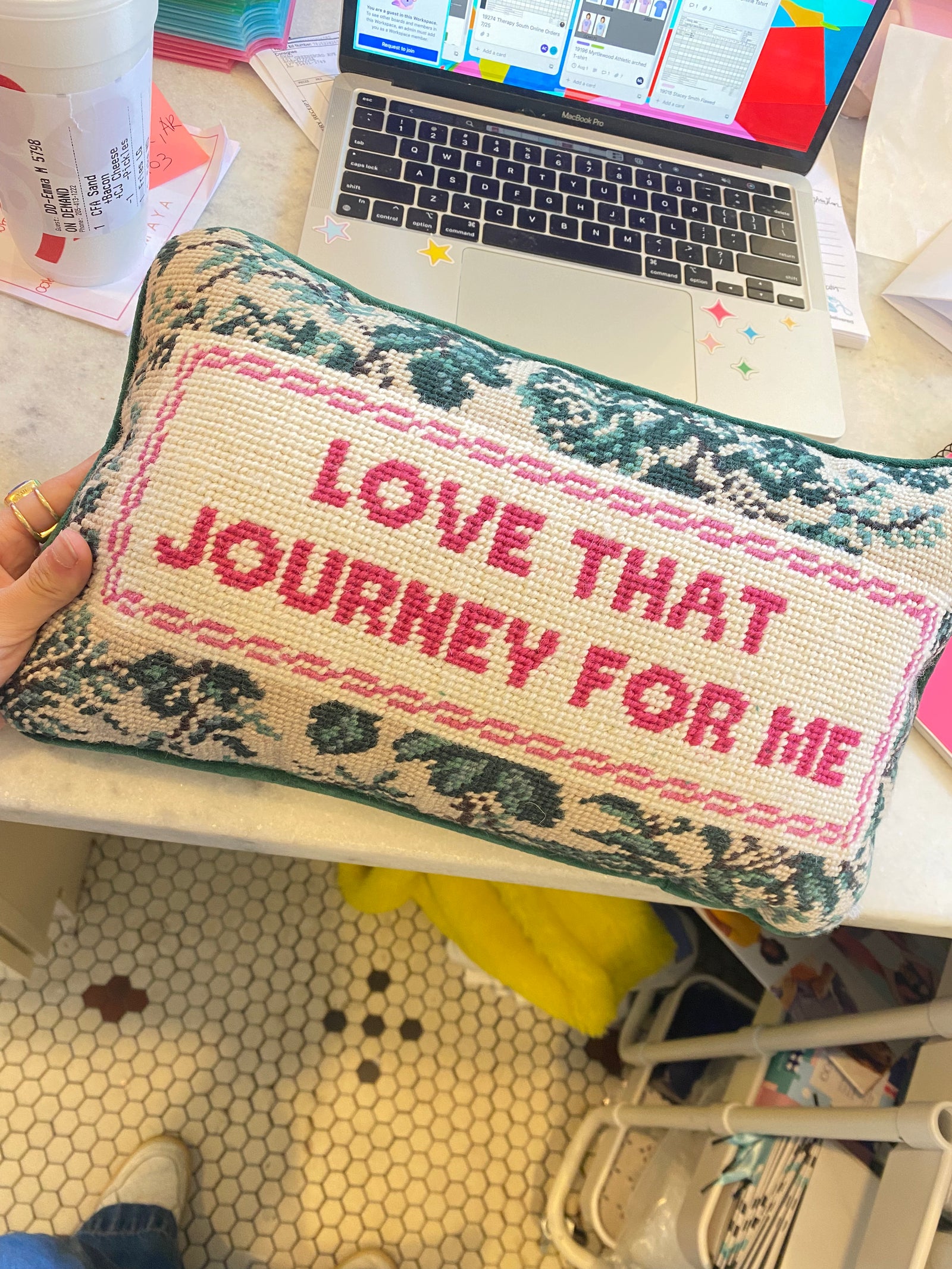 Love That Journey For Me Needlepoint Pillow