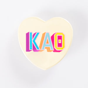 Kappa Alpha Theta Block Print Heart Button