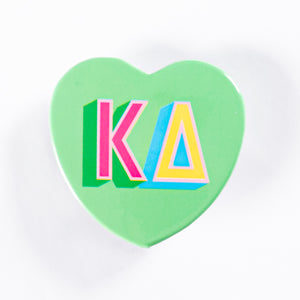 Kappa Delta Block Print Heart Button