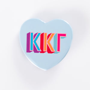 Kappa Kappa Gamma Block Print Heart Button