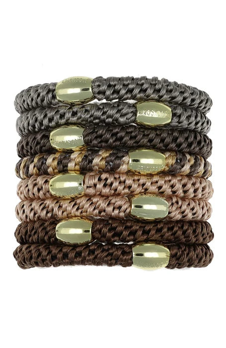 Grab & Go Pony, 8 Pack Hair Ties - Metallic Bead