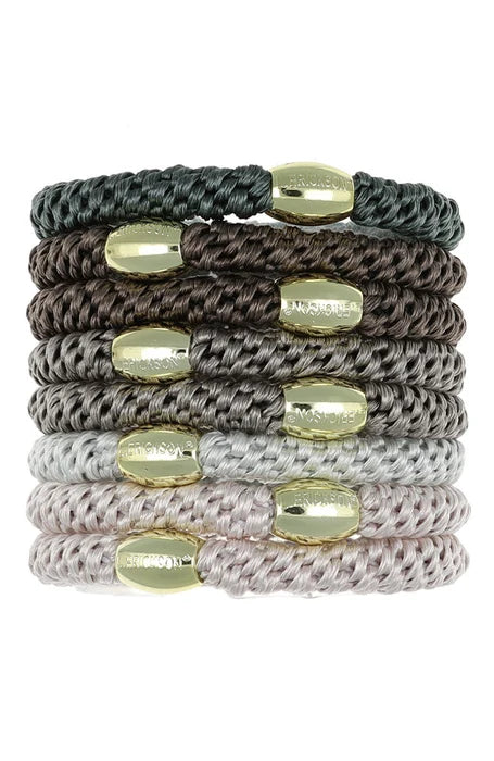 Grab & Go Pony, 8 Pack Hair Ties - Metallic Bead