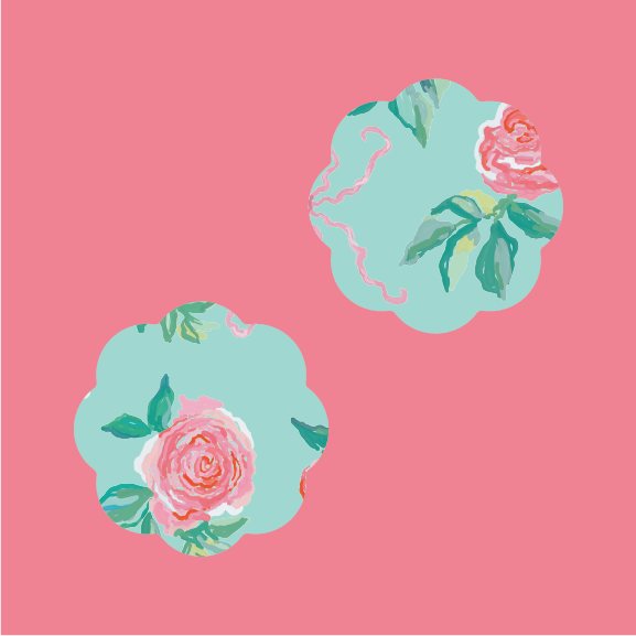 WS - Floppy Roses Print Coaster Set of 4 coasters (min qty of 3 sets) $20 / $40 per set