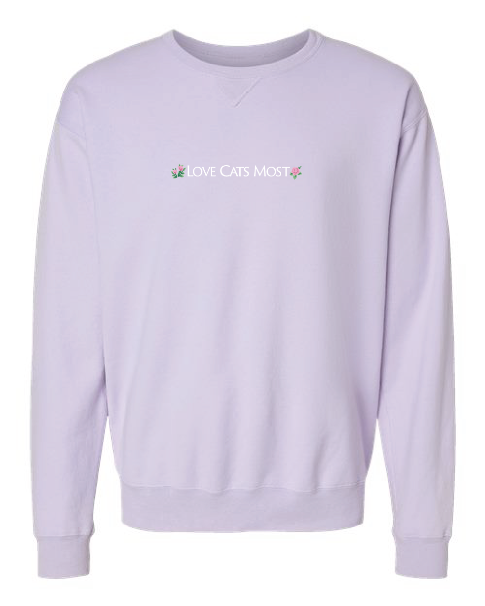 Love Cats Most Embroidered Crew Neck