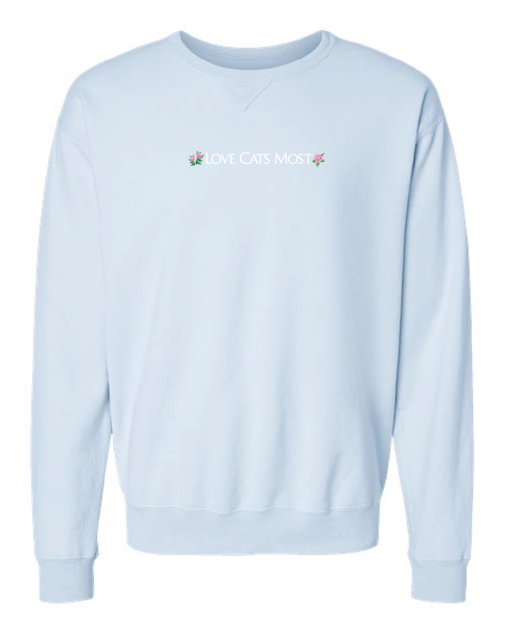 Love Cats Most Embroidered Crew Neck