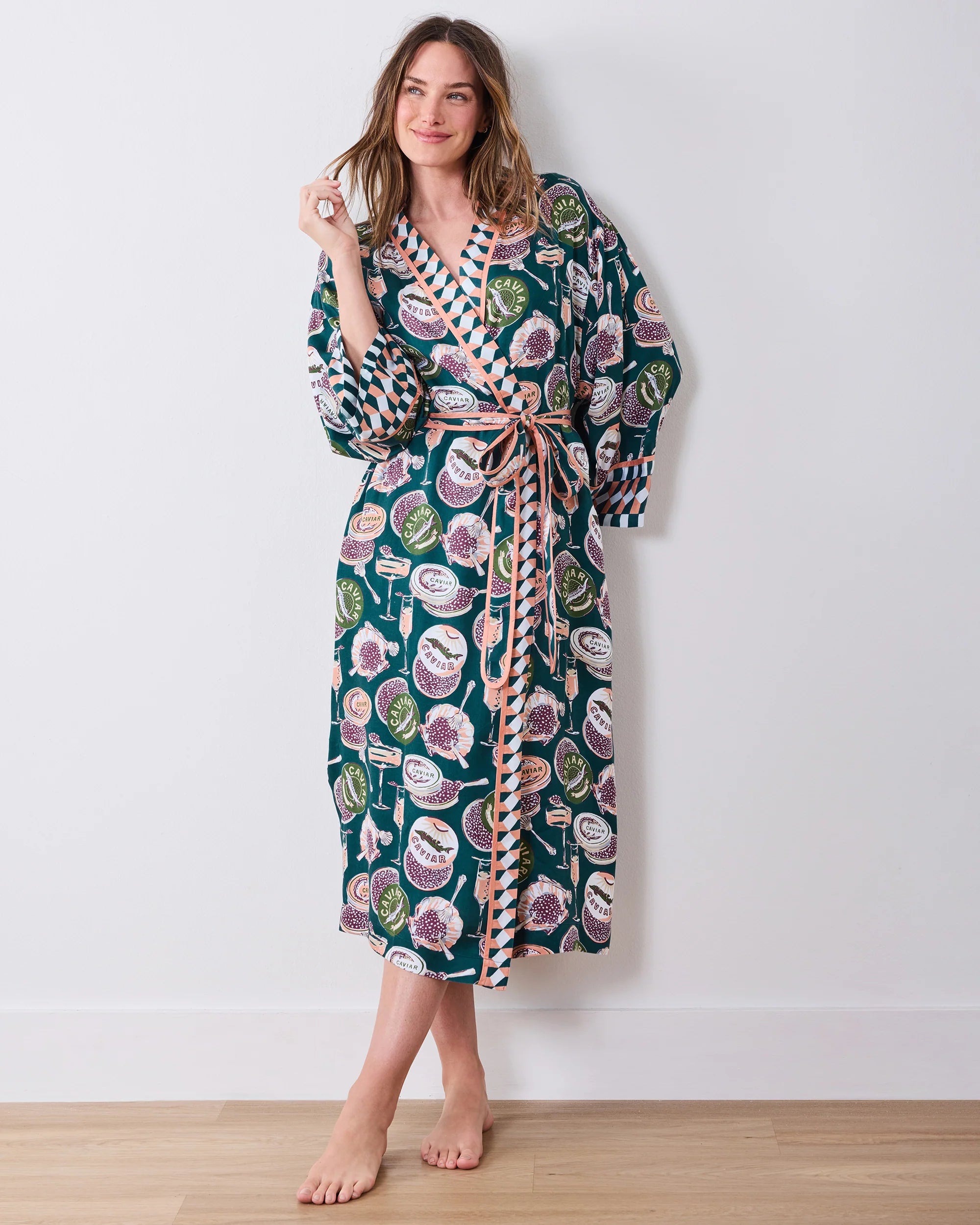 Satin Robe in Champagne & Caviar