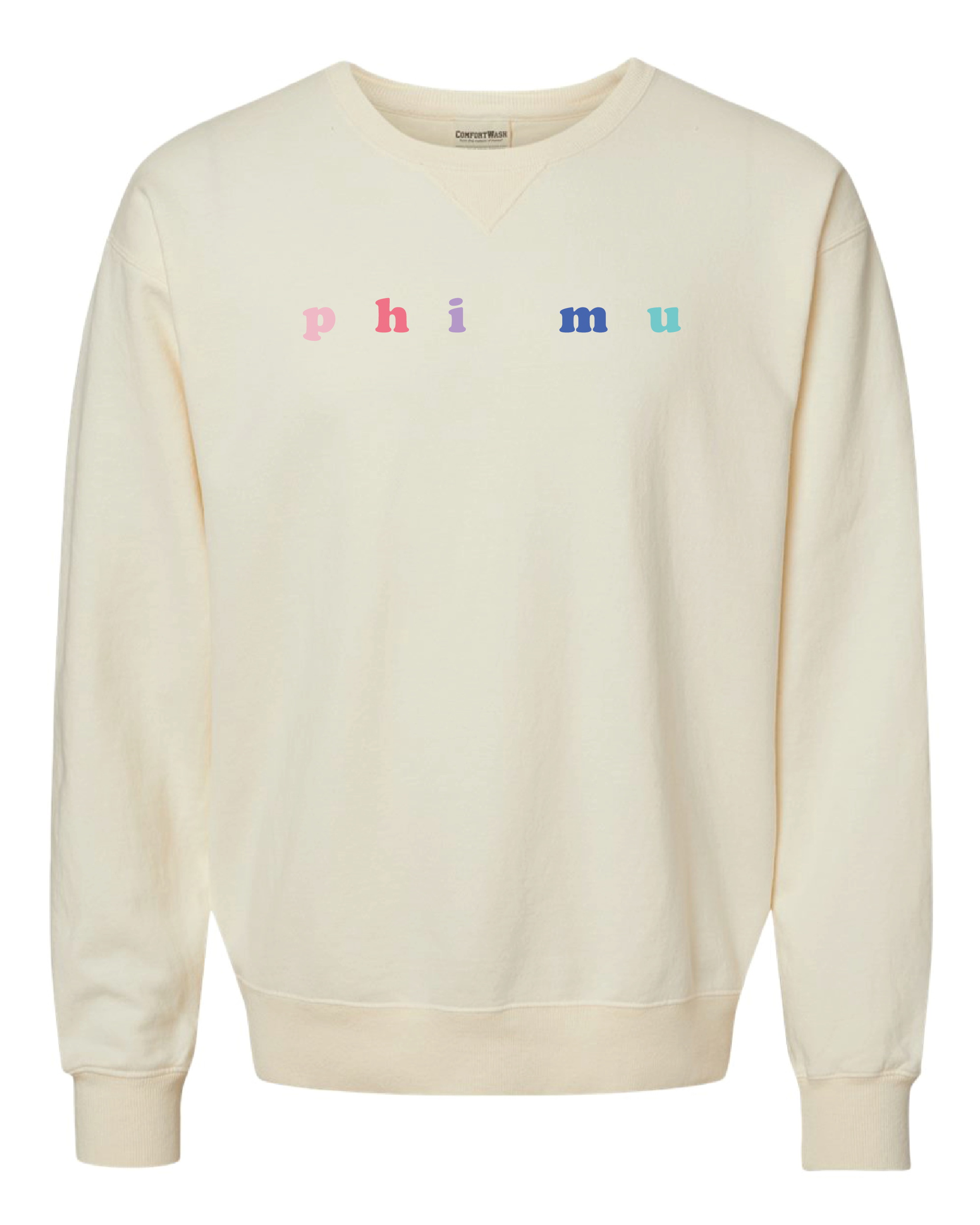 Phi Mu Bubble Letter Rainbow Crewneck
