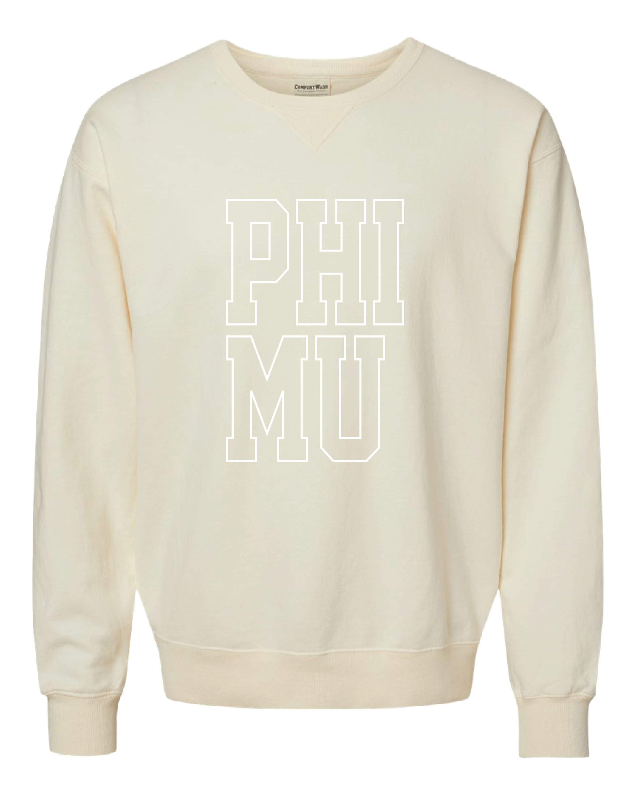 Phi Mu Block Letter Embroidered Crewneck