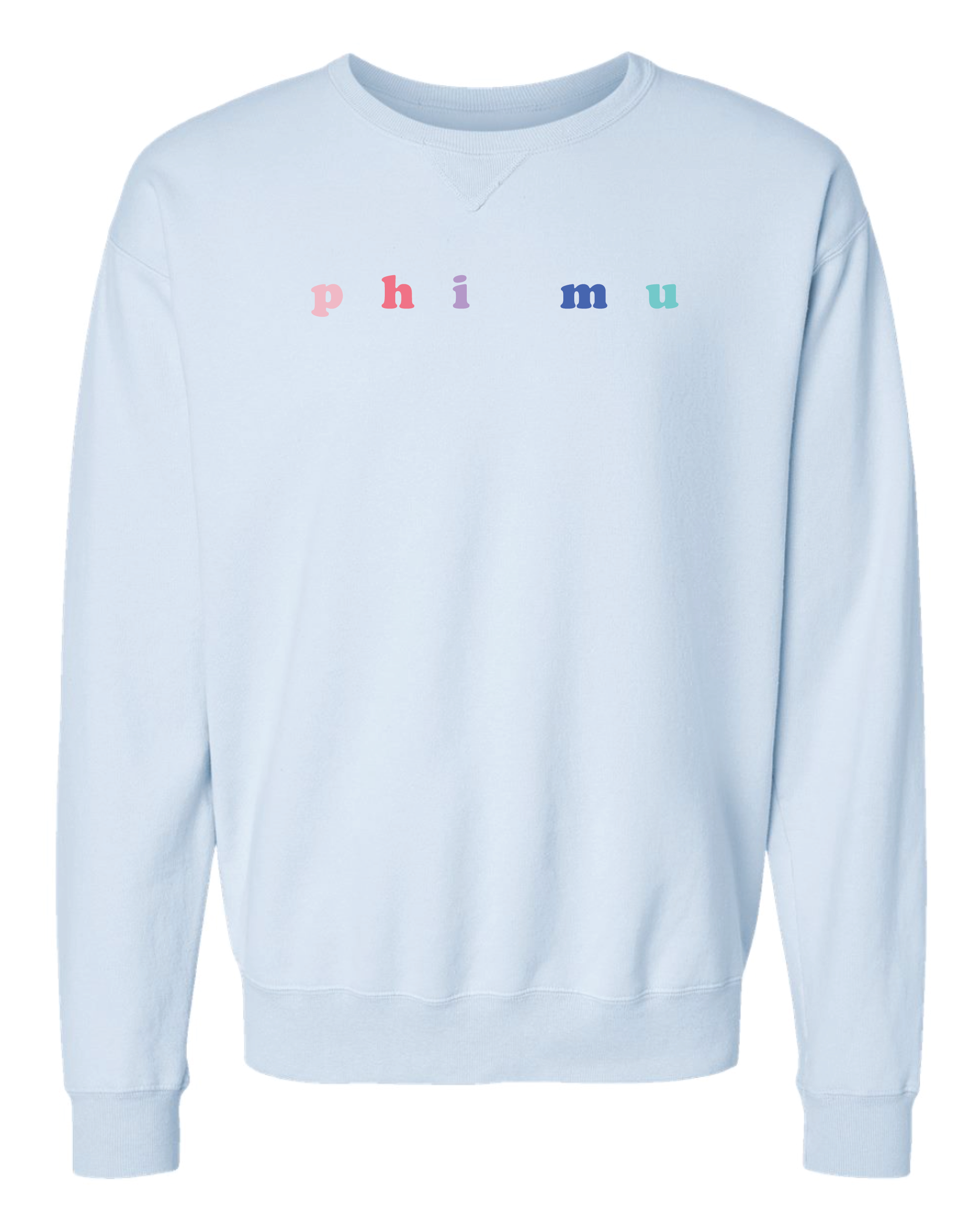 Phi Mu Bubble Letter Rainbow Crewneck