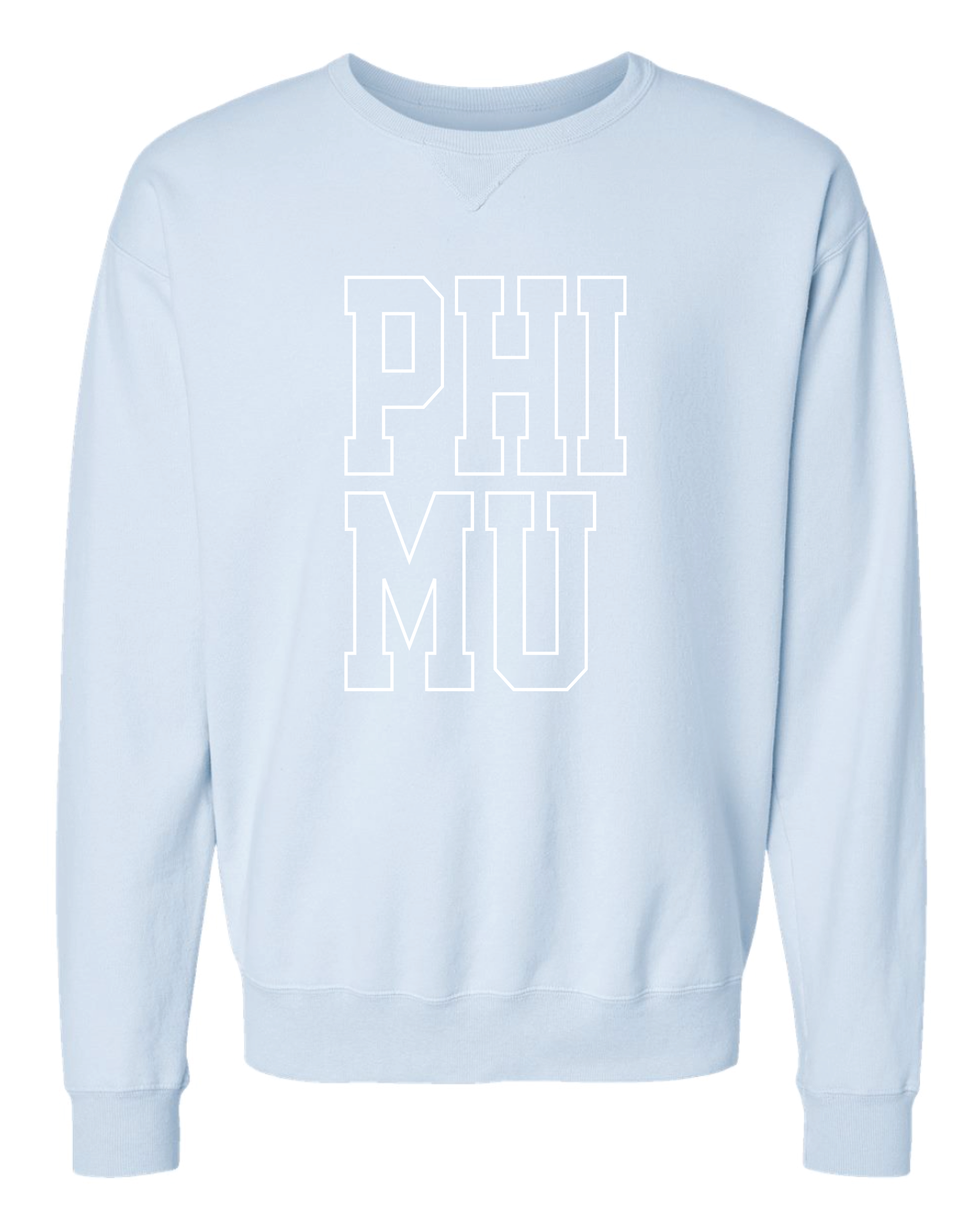 Phi Mu Block Letter Embroidered Crewneck