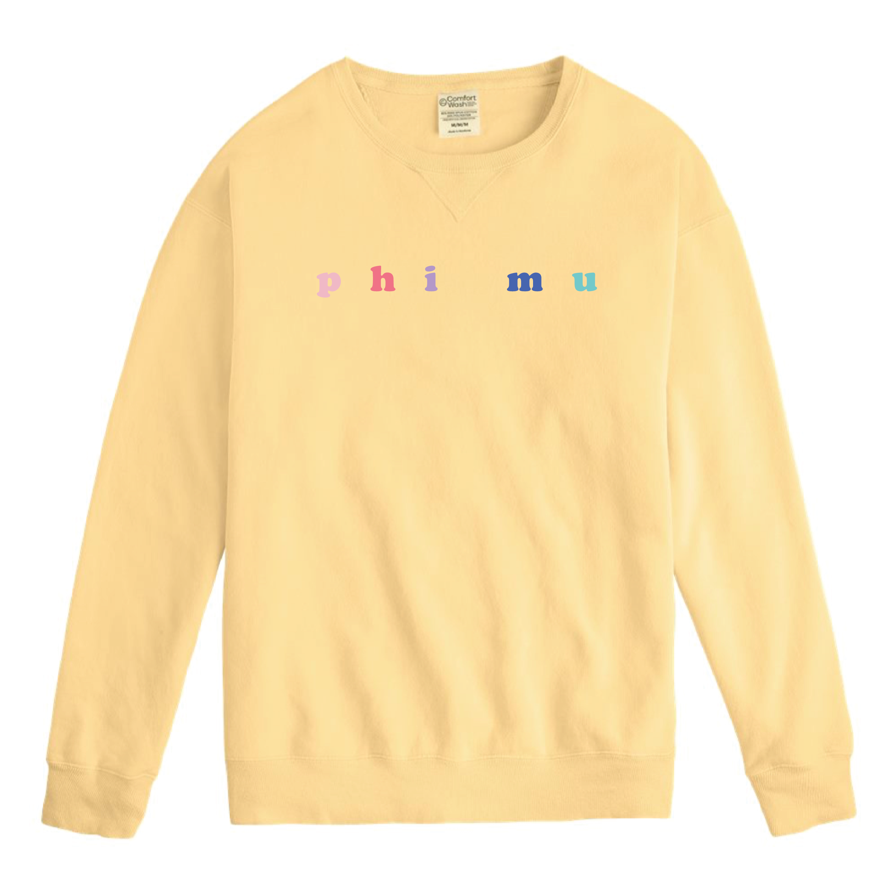 Phi Mu Bubble Letter Rainbow Crewneck