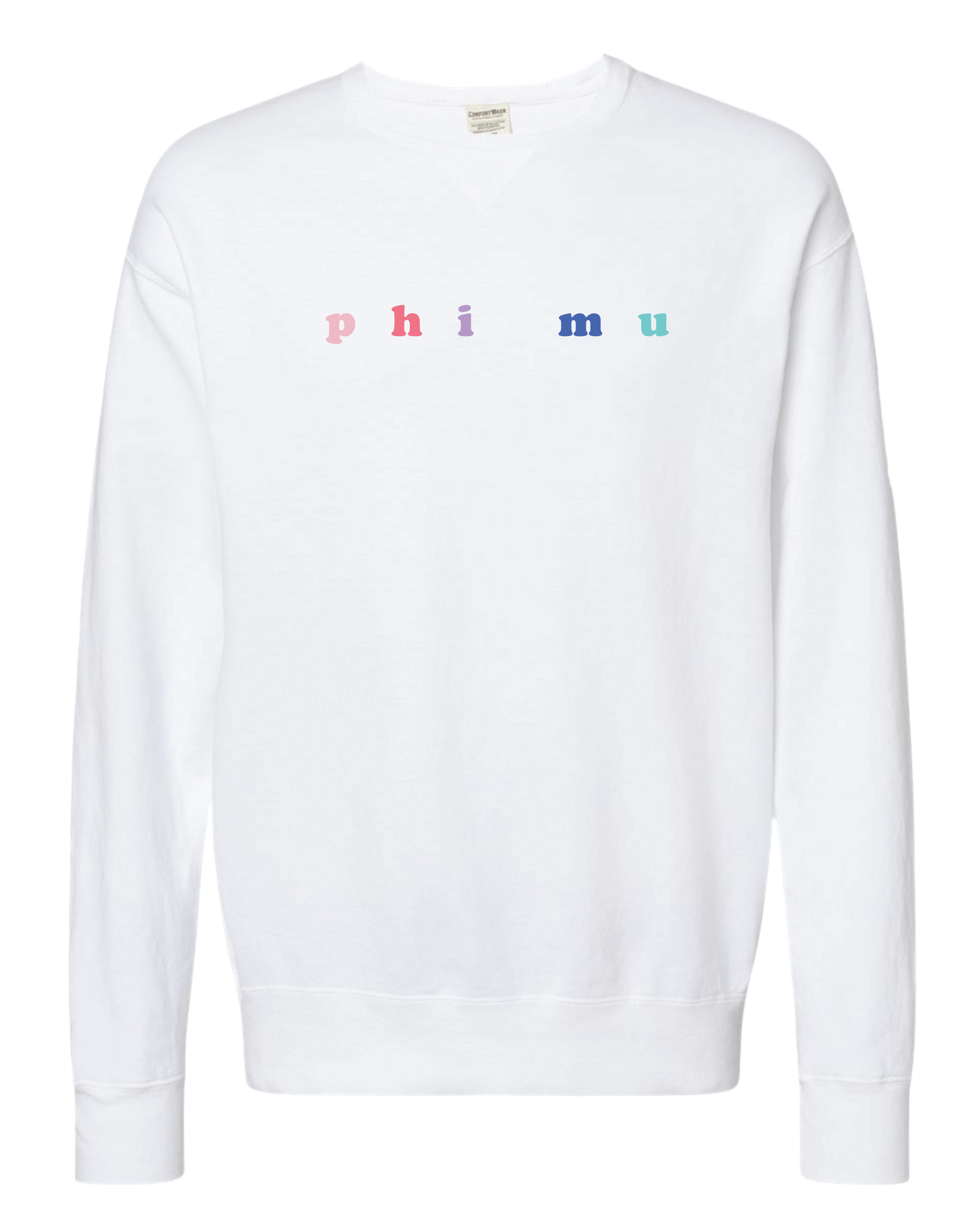 Phi Mu Bubble Letter Rainbow Crewneck