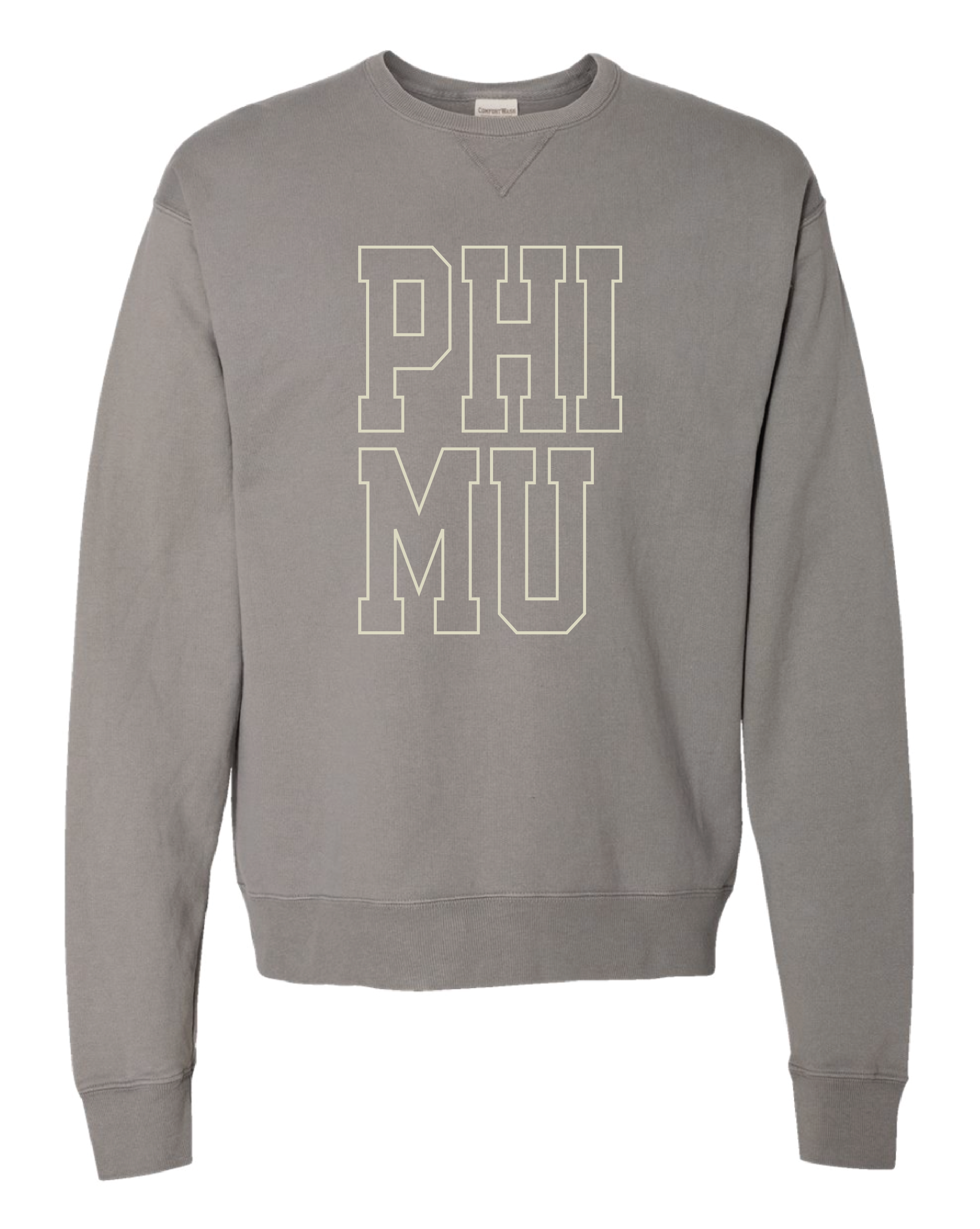 Phi Mu Block Letter Embroidered Crewneck