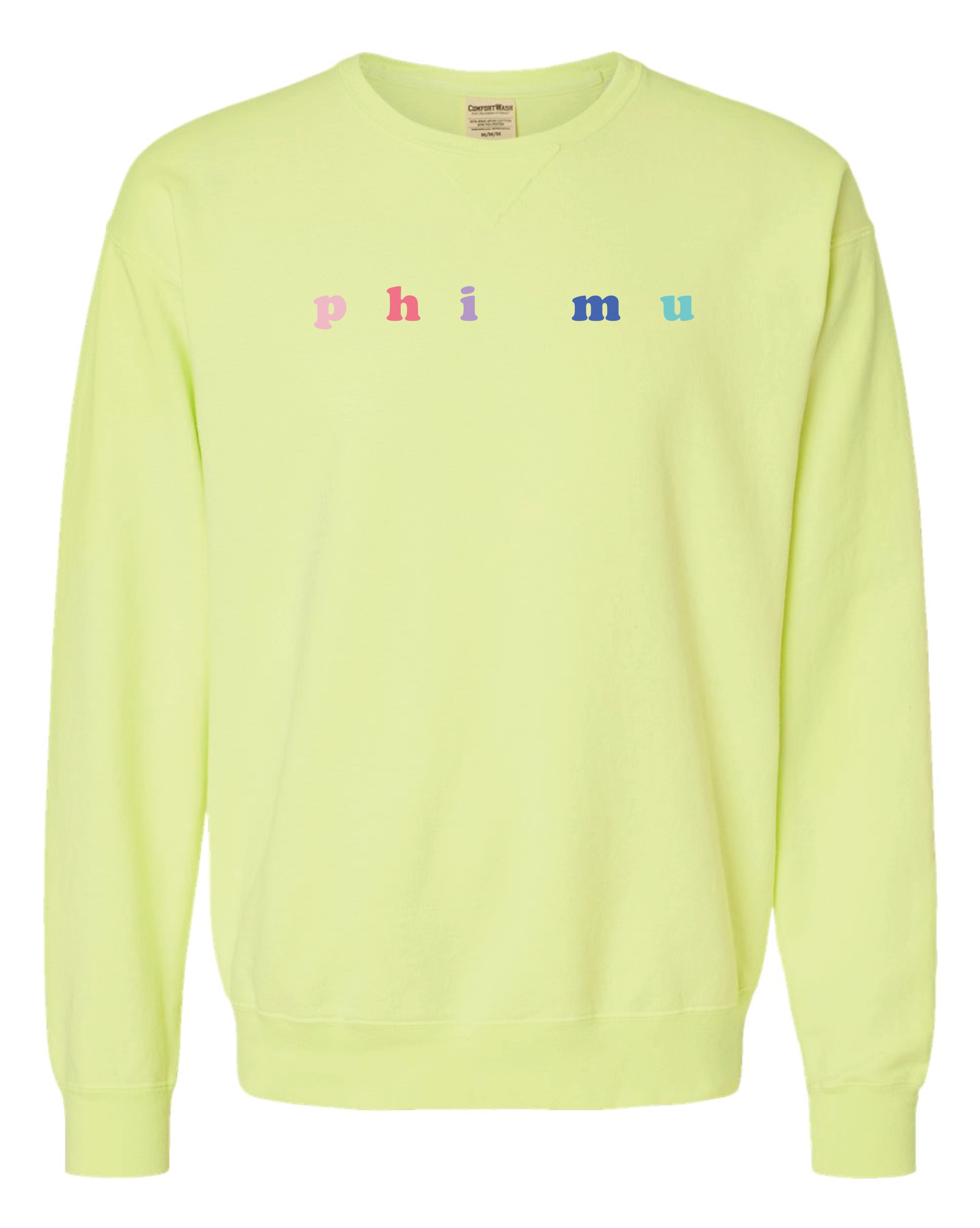 Phi Mu Bubble Letter Rainbow Crewneck