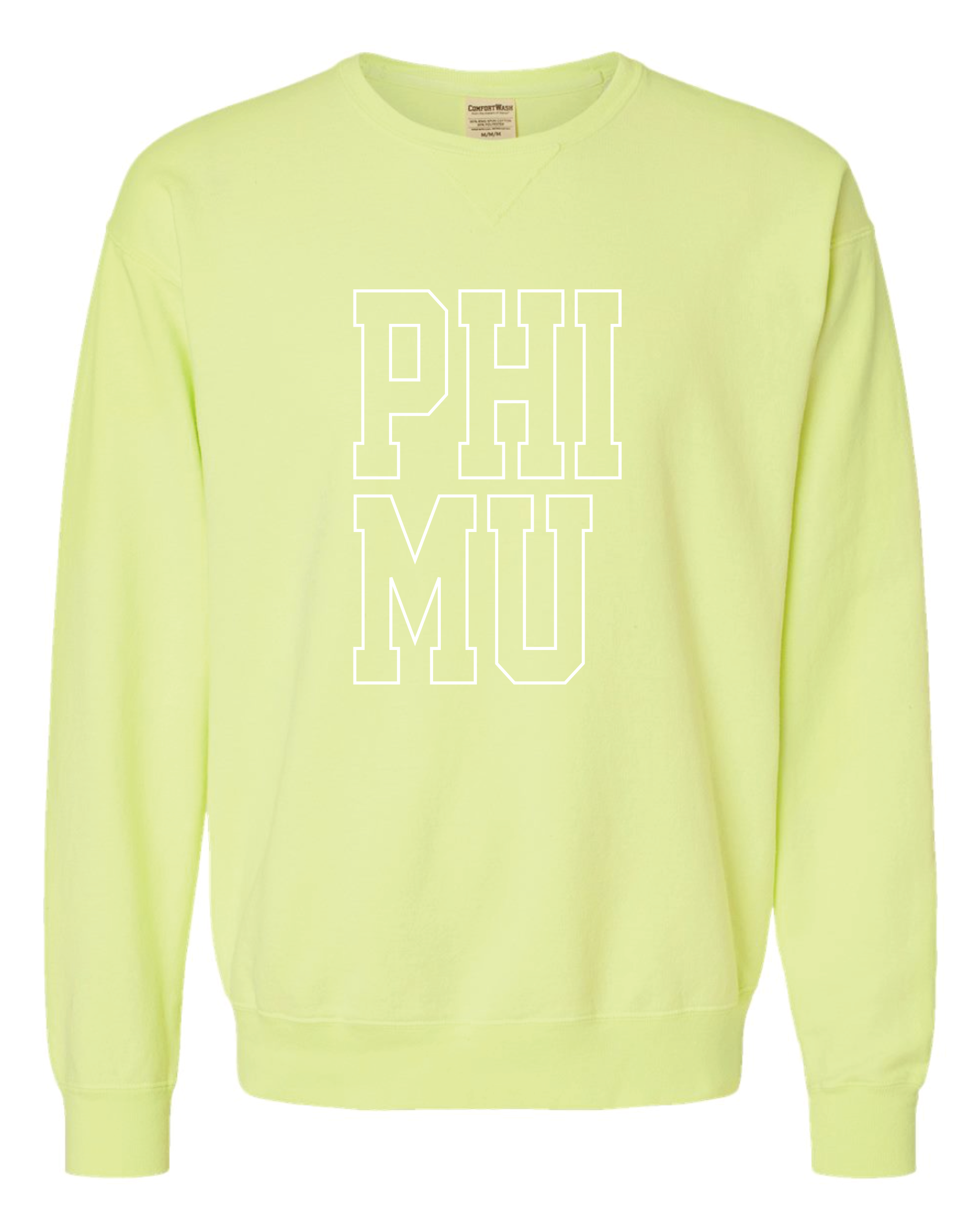 Phi Mu Block Letter Embroidered Crewneck